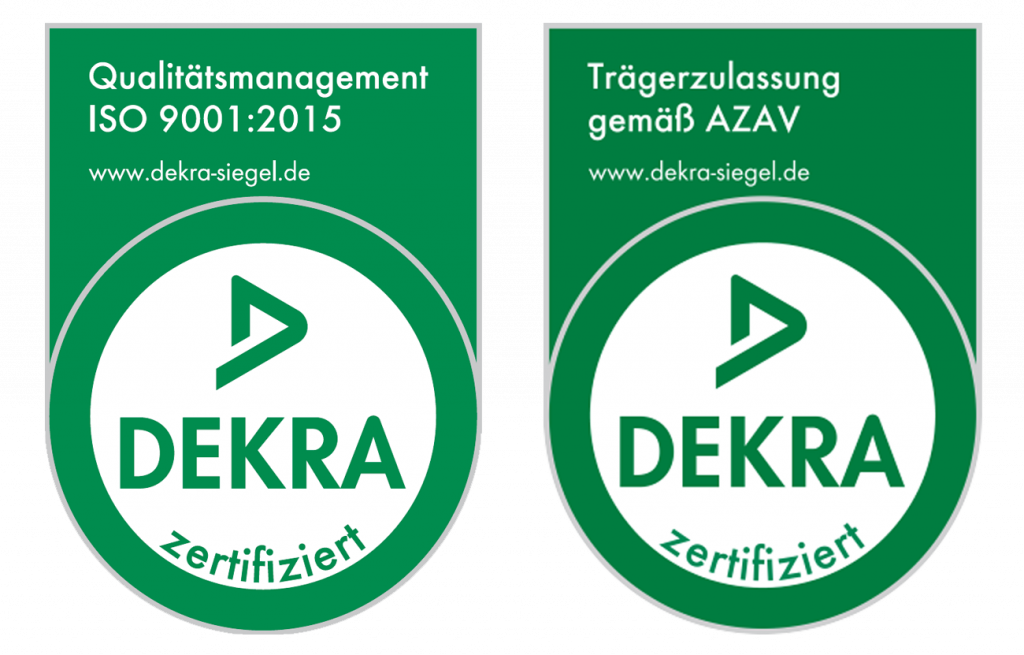 DEKRA SIegel ISO 9001:2015 und AZAV - kursnet